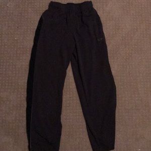 Gray and black sweatpants